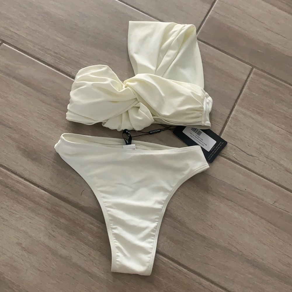 White one shoulder Grecian bikini